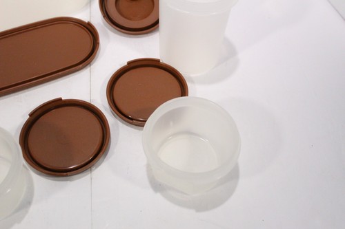4er Set Tupperware Vintage 1-1612-4, 1605-32, 1605-6, 1606-5 alle mit braunen Deckeln - Bild 15 von 18