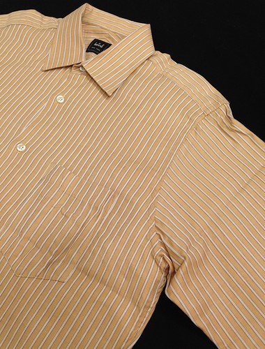 Ike Behar Mens 15.5 R Beige Striped Button Front Long Sleeve Shirt Cotton - Picture 5 of 8