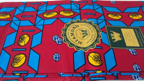 African Ankara Wax 100% Cotton Print for Dress Making & Craft- 6 Yards - Red