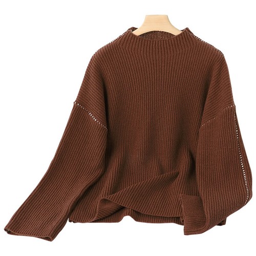 Moda Mujer Invierno Cuello Simulado Manga Larga Kint Suéter Suelto Jersey - Imagen 7 de 12