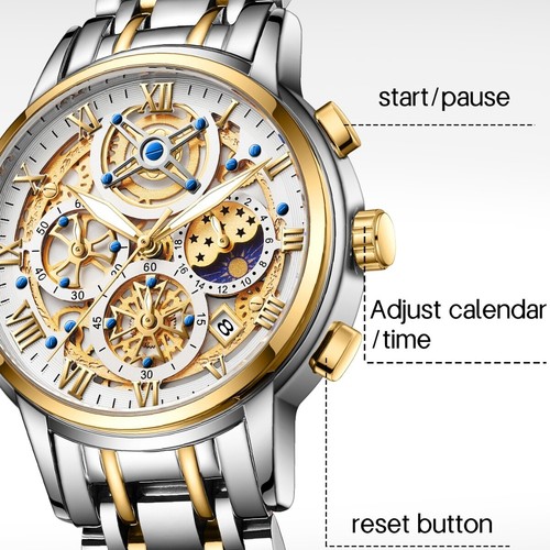 Luxury Men Watch Stainless Steel Quartz Luminous Wristwatch Business Waterproof - Picture 8 of 15