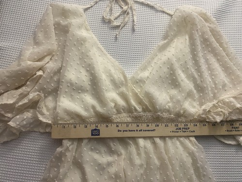 Altar’d State Flowy Ruffle Smocked Ivory Dress Size M Coquette Boho Cottagecore - Picture 9 of 10
