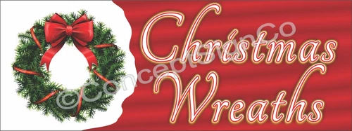 3'x8' CHRISTMAS WREATHS BANNER Outdoor Sign LARGE Holiday Sales Fresh Cut Trees