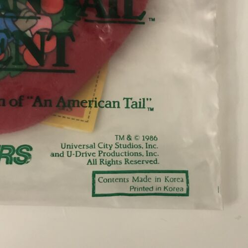 McDonalds Sears VTG NEW An American Tail Christmas 7" Stocking Ornament 1986 NOS - Picture 4 of 6