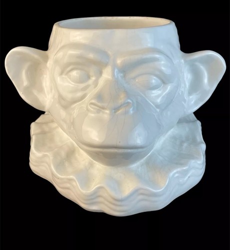 Vintage Affenkopf Vase Übertopf Keramik Italien Mid Century Ca. 1960/70 Kragen - Bild 1 von 14