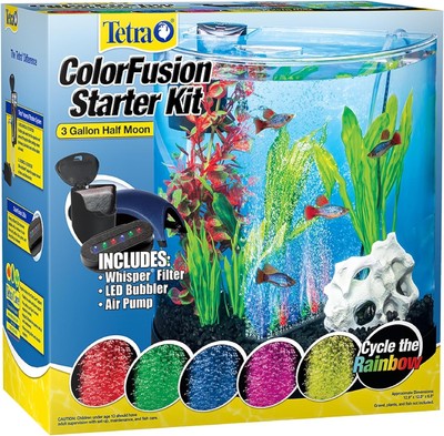3 Gallon Small Fish Tank, Aquarium Starter Kit, with Filter, Air pump, & Color