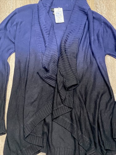 Torrid Navy & Black Drape Open Cardigan Sweater Ombré Sz 00 10-12 NWT Sold Out - Picture 2 of 6