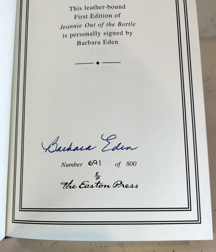 Barbara Eden - Jeannie Out of the Bottle SIGNED Easton Leather First Edition