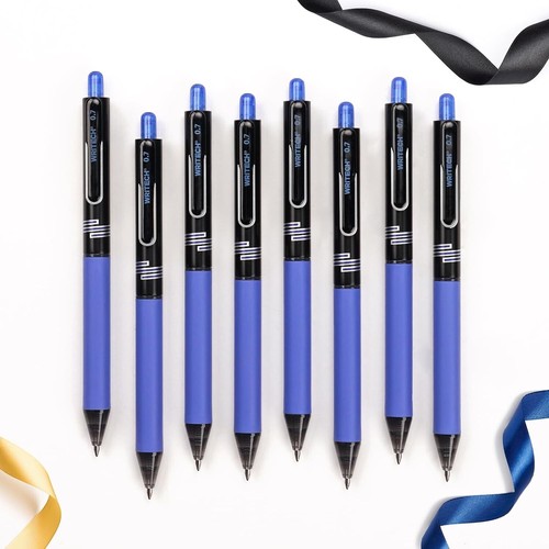 Retractable Blue Gel Ink Pens - 0.7mm Medium Point, Quick Dry, No Bleed - 8 Pack - Picture 3 of 10