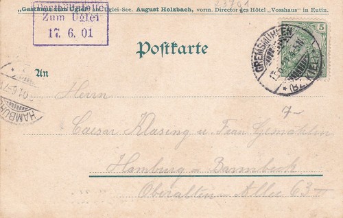 Schöne alte AK Ugleisee / Die Angelbrücke / Stempel Gremsmühlen 1901 - Picture 2 of 2