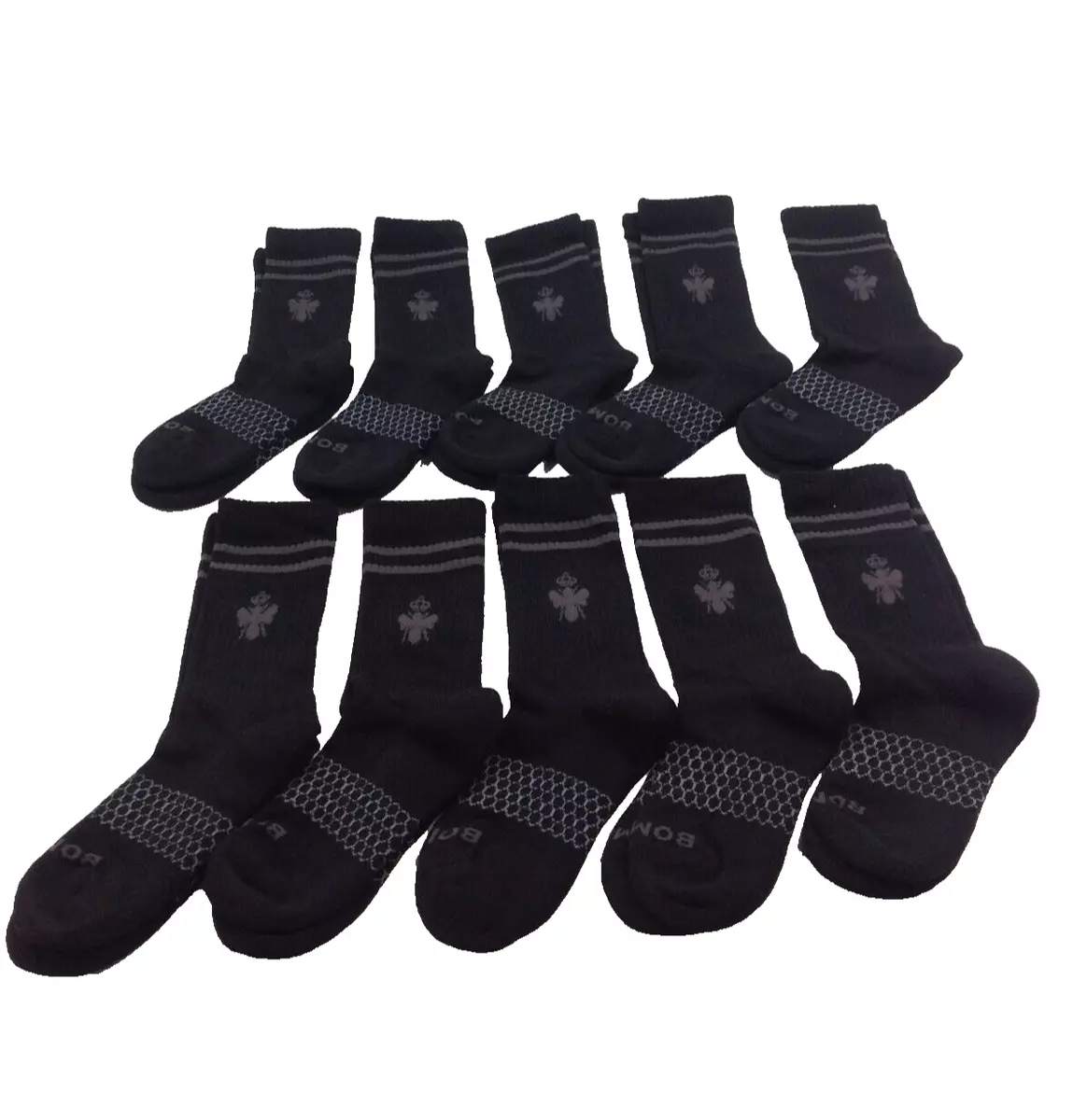 Bombas Mens Black Calf Socks Cushioned Arch Support 10 Pairs Size Small eBay