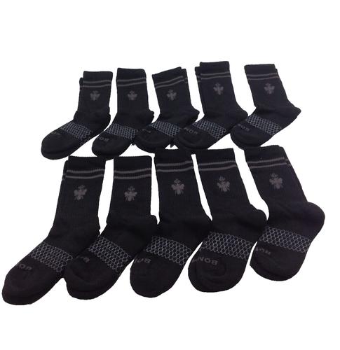 Bombas Mens Black Calf Socks Cushioned Arch Support 10 Pairs Size Small - Picture 1 of 4