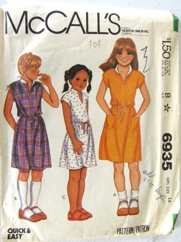 VESTIDO con cordón para niña 3 estilos McCall's 6935 de colección 1980 patrón de costura - Imagen 2 de 4