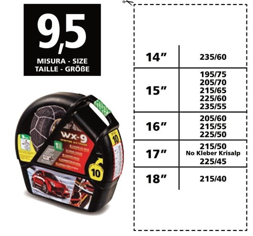 LAMPA WX-9 WINTER EXTREME CATENE NEVE 9mm VETTURA OMOLOGATE MISURA 9,5 - Picture 2 of 5
