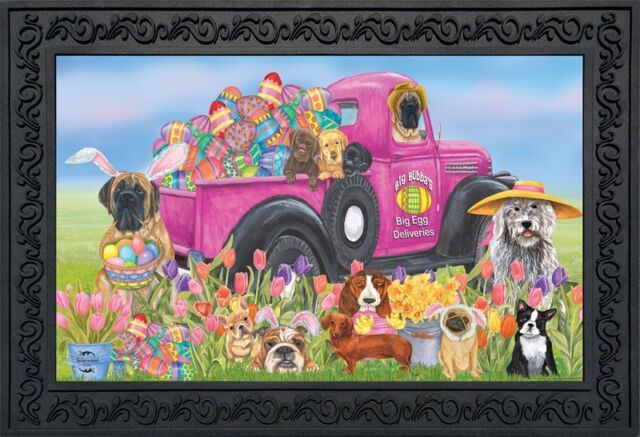 Easter Dogs Holiday Humor Doormat Decorated Eggs Indoor Outdoor 18 Doormat Decorated Eggs Indoor Outdoor
