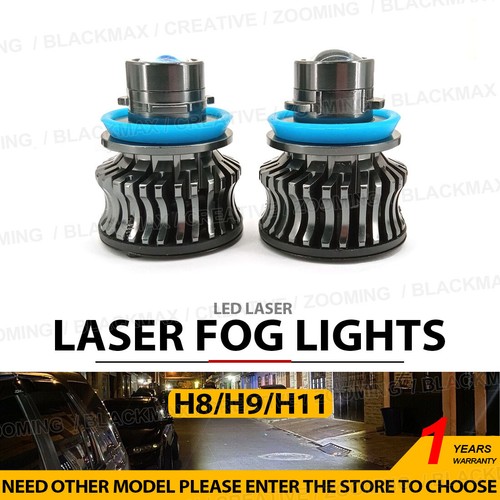 1 Pair H8/H9/H11 White LED Headlight Lens Laser Fog Light Bulb Bright Reach 200M - Picture 1 of 10