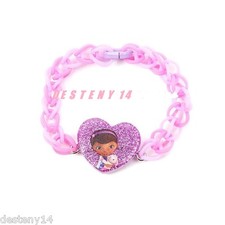 Disney Doc McStuffins Girl's Purple Loom Rubber Band Bracelet Lambie Heart New