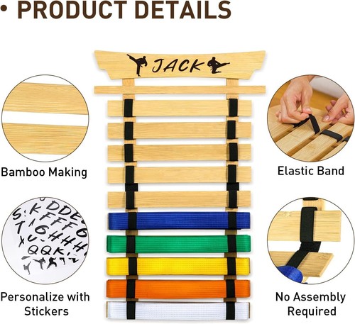 10-Belt Hanging Display Rack with Action Stickers – Perfect for Martial Arts - Picture 5 of 8