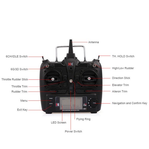 XK X6 Transmitter For XK K100 K110 K123 K124  RC Helicopter Remote Controller - Picture 3 of 11