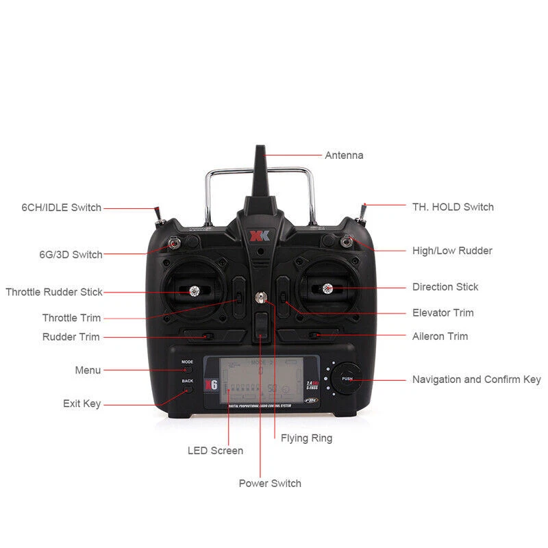 XK X6 Transmitter For XK K100 K110 K123 K124  RC Helicopter Remote Controller - Image 3 of 4