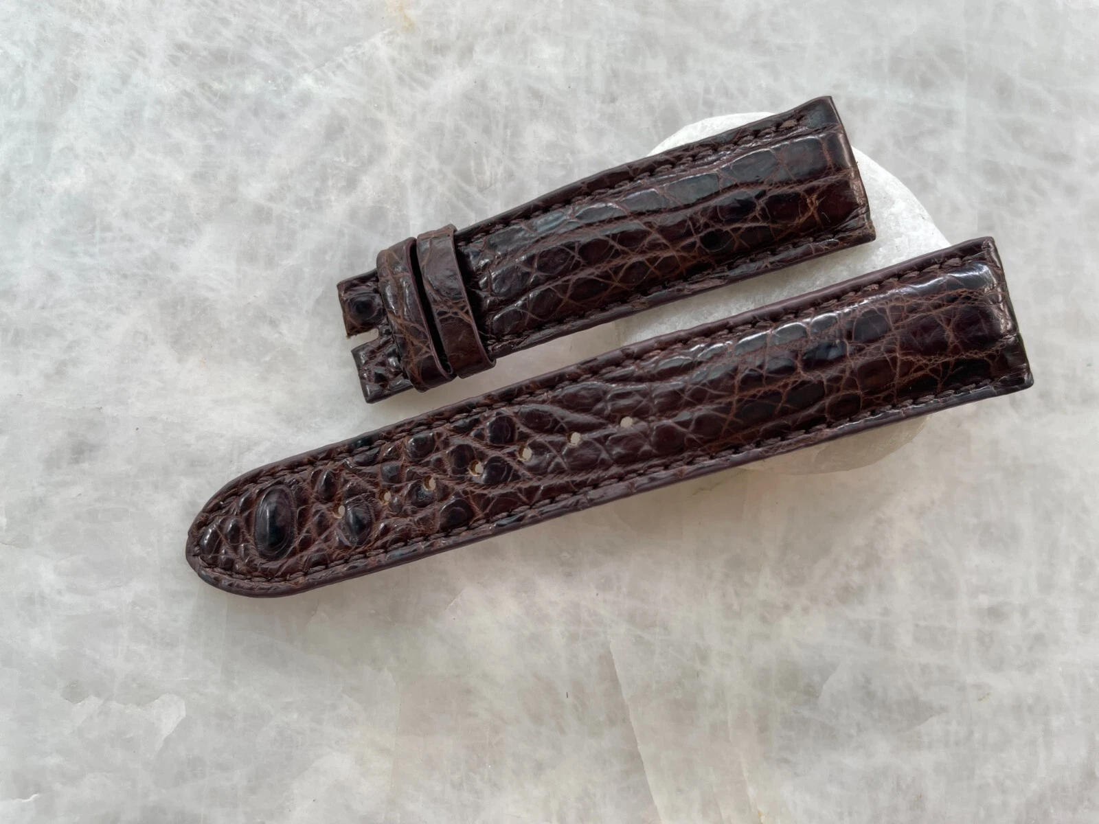 20mm/18mm Brown Alligator Crocodile Print Leather Watch Strap Band