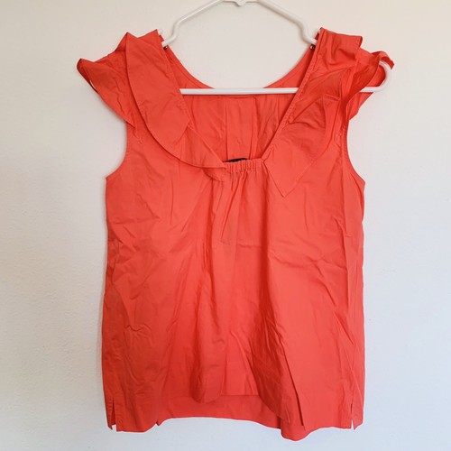 J.Crew Coral Ruffle Poplin Blouse Sz P4 $69 NWT N4xbpm - Picture 3 of 4