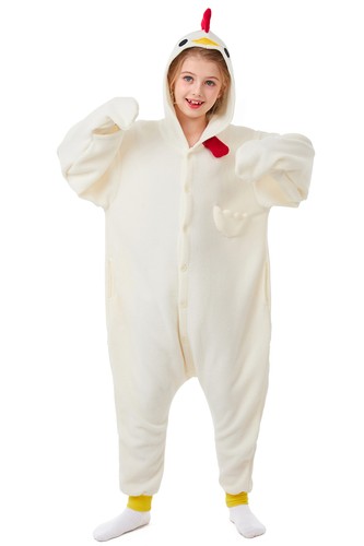 White Chicken One-piece Pajamas for Boys and Girls Cosplay Costumes Homewear - Picture 18 of 55