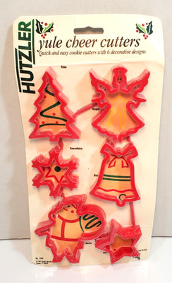 Vintage 1997 Hutzler Christmas Cookie Cutters USA Red Plastic SEALED