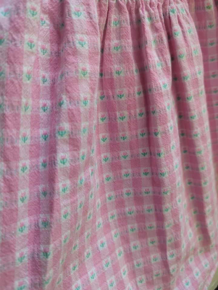 Vestido De Colección Oshkosh B’Gosh Flor Tulipán Rosa/Blanco Guinga Talla 6 Hecho en EE. UU. Foto 4 de 4