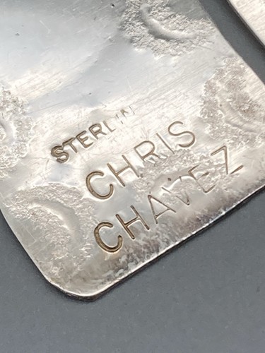 Chris Chavez Sterling Silber Ohrringe Handarbeit Indianerschmuck - Bild 9 von 9