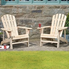 Garden Gear Wooden Adirondack Chairs Set of 2 Outdoor Garden Patio Seats