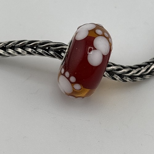 Autentica Trollbeads impronta bianca su base rossa unica perla quercia #687 - Foto 2 di 6