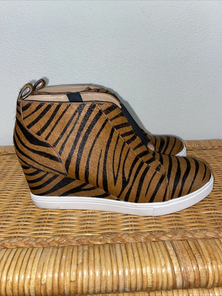 Botín de cuña Linea Paolo Felicia estampado de cebra pelo de becerro marrón/negro para mujer 8 M Foto 4 de 4