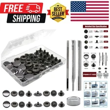 12 Set Leather Snap Fasteners Kit, 15mm Metal Snap Buttons Kit Press Studs wi...