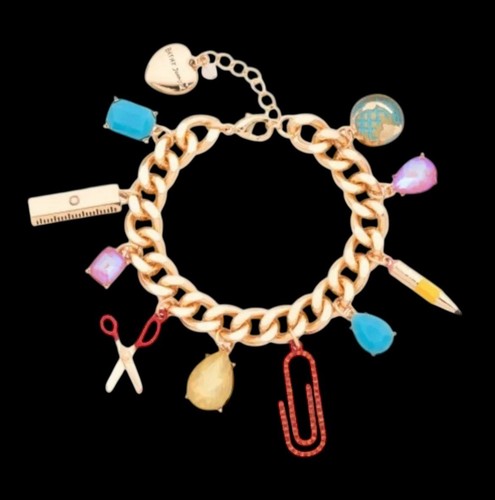 New Betsey Johnson Back To School Supplies Charms Bracelet - Picture 3 of 21
