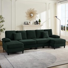 Zafly Modular Sofa, Large U-Shaped Sectional Sofa, Corduroy Sofa, 6-Seaters