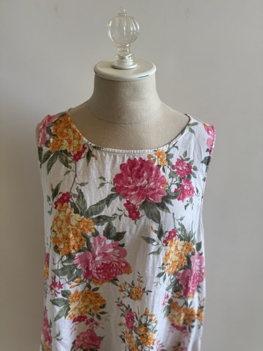 Cynthia Rowley Linen Easter Dress A Line Womens L Floral Cottage Core Feminine - Picture 2 of 13