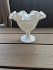 VINTAGE Fenton White Milk Glass Hobnail Pedestal Candy Dish