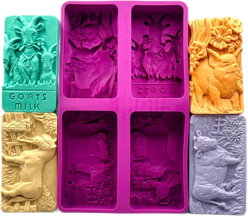 Versatile Livestock Silicone Mold - Goat, Cow, Pig & Horse Designs for Crafts - Image 3 of 4
