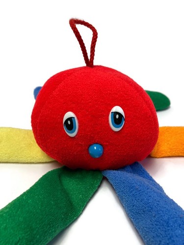 Eden Octopus Chime Red & Primary Colors Plush Stuffed Baby Toy Vintage - Imagen 2 de 4