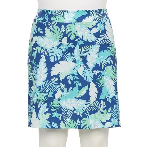Croft & Barrow Women’s Plus Size 5X Skort – Dark Blue Foliage Print, Mid Rise