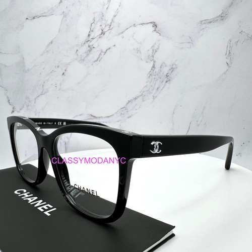 NEW Chanel Eyeglasses Black Square CHANEL Top Frame Logo Rx-able CC 53-17-140mm - Picture 2 of 17