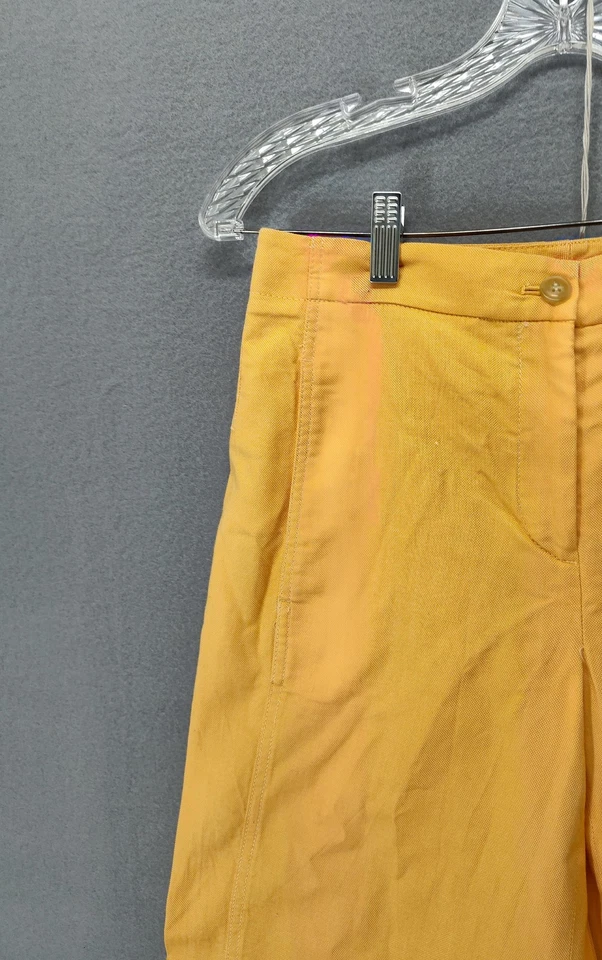 Ann Taylor Pants Womens 0 Yellow Cropped Wide Leg High Rise Stretch Casual Chino - Image 2 of 4