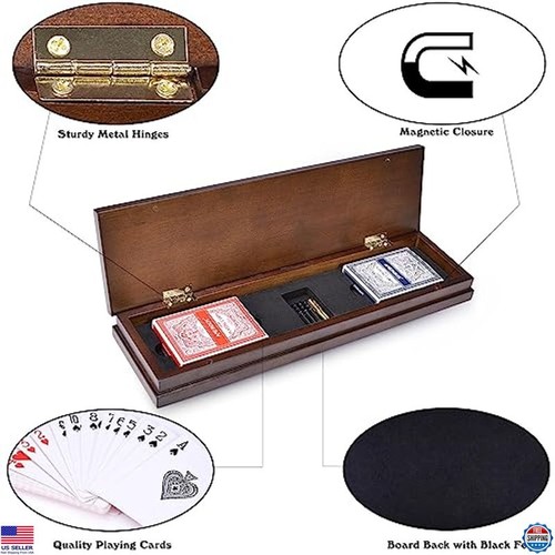 Juego de Mesa Cuna Madera - Cerradura Magnética, Clavijas Metálicas, 2 Cartas, Portátil - Imagen 4 de 7