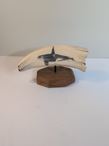 Cook Company Fine Art Skulptur Figur Orca Killerwal auf Stoßzahn - Bild 2 von 5