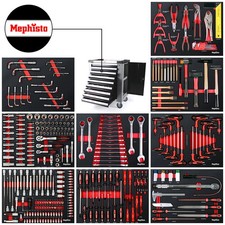 Werkzeugwagen gefüllt Werkstattwagen XXL Premium 9 Schubladen Werkzeug Mephisto