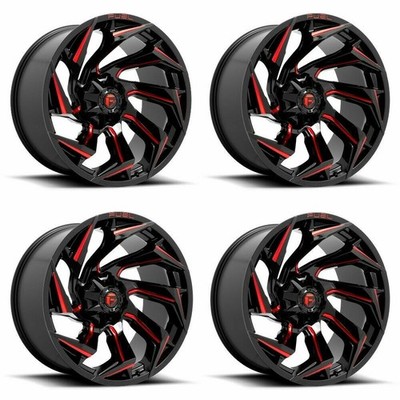 Set 4 20'' Fuel D755 Reaction 20x9 6x120 Gloss Black Milled Red Tint Wheels 8mm