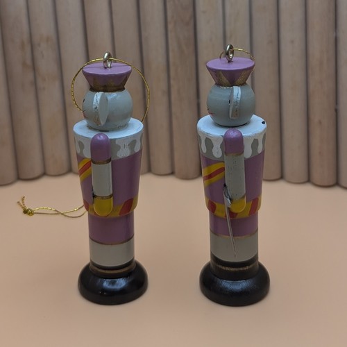 Vintage Wooden Avon Mouse King Nutcracker Christmas Ornament Set Of 2 - Picture 4 of 8