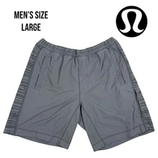 Lululemon T.H.E. Short 9" Men's L Lined Gray Stripe Panel Special Edition No Tag