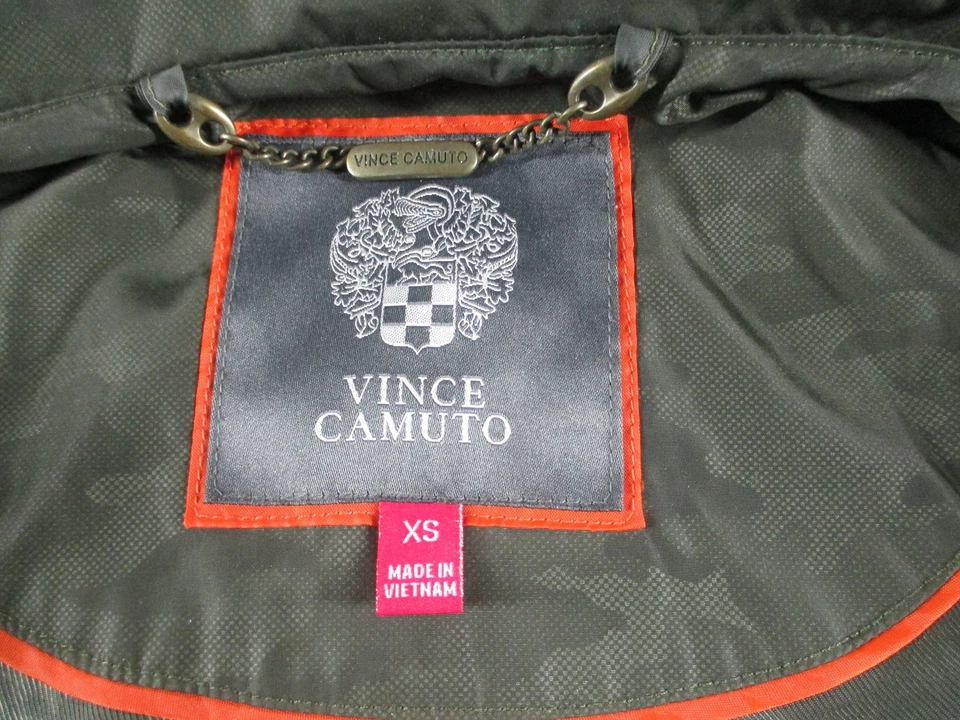 Chaqueta Vince Camuto Mujer XS Verde Camuflada Con Capucha Utilidad Anorak Abrigo Parka Foto 4 de 4